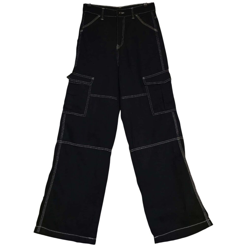 Divided Jeans Black with White Trim Wide Leg Pants Size 2